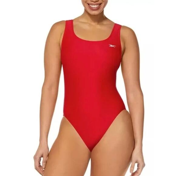 Reebok Red Scoop Neck Athletic One Piece Swim Suit S NWT - Picture 1 of 5
